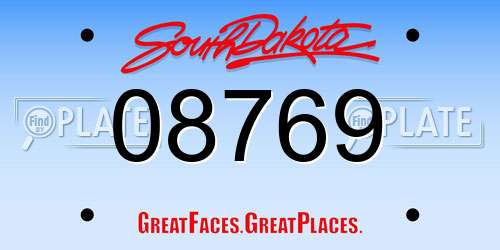 08769 South Dakota License Plate