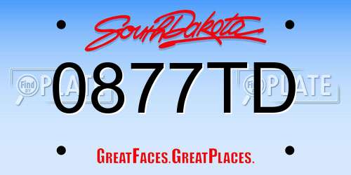 0877TD South Dakota License Plate