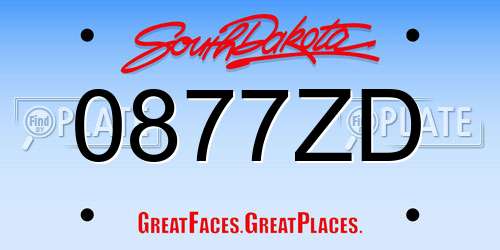 0877ZD South Dakota License Plate