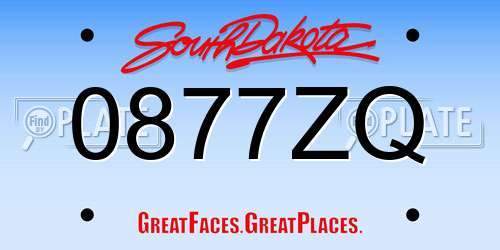 0877ZQ South Dakota License Plate