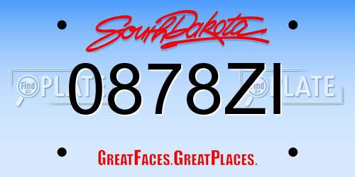 0878ZI South Dakota License Plate
