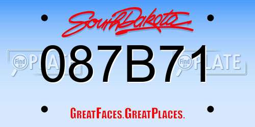 087B71 South Dakota License Plate