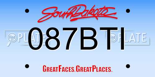 087BTI South Dakota License Plate