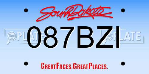 087BZI South Dakota License Plate