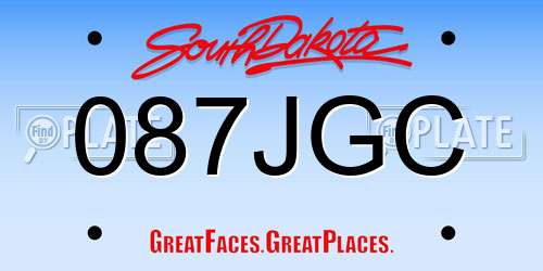 087JGC South Dakota License Plate