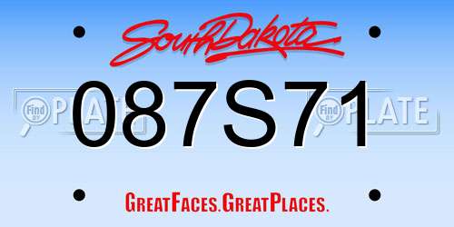087S71 South Dakota License Plate