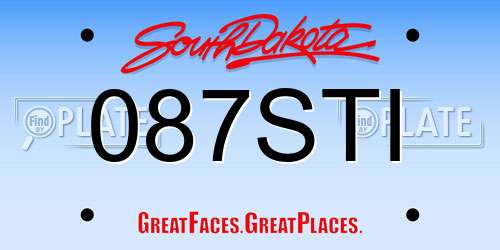 087STI South Dakota License Plate
