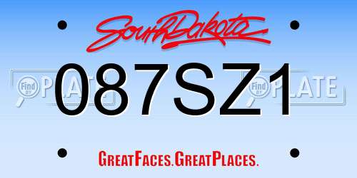087SZ1 South Dakota License Plate