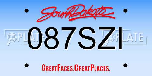 087SZI South Dakota License Plate