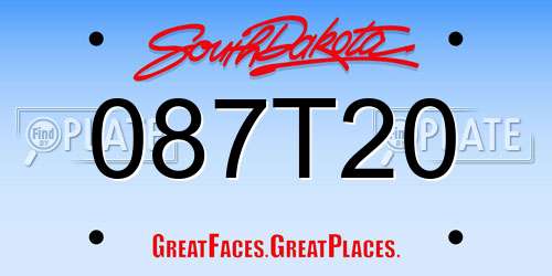 087T20 South Dakota License Plate