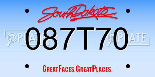 087T70 South Dakota License Plate