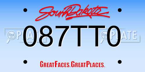 087TT0 South Dakota License Plate