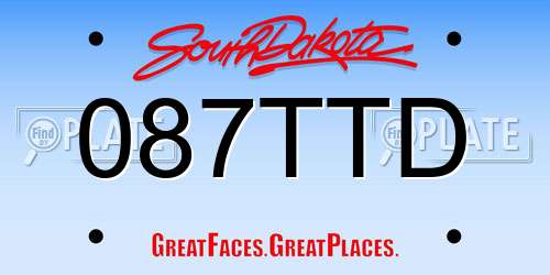 087TTD South Dakota License Plate