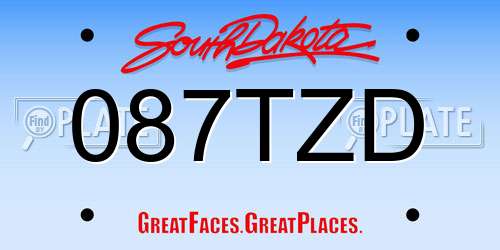 087TZD South Dakota License Plate