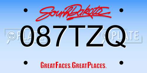 087TZQ South Dakota License Plate