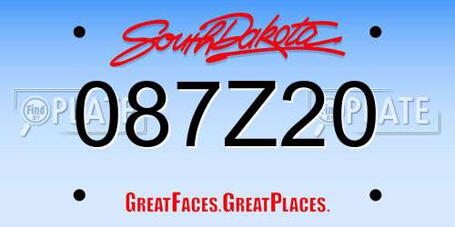 087Z20 South Dakota License Plate
