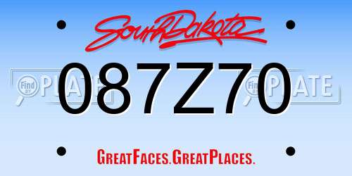 087Z70 South Dakota License Plate