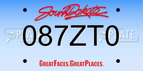 087ZT0 South Dakota License Plate