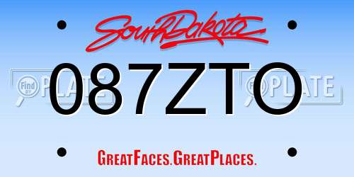 087ZTO South Dakota License Plate