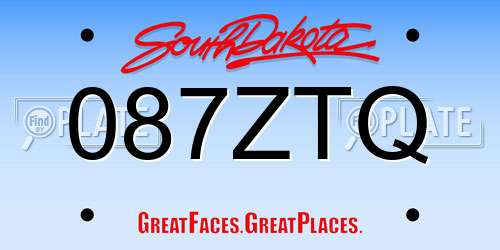 087ZTQ South Dakota License Plate