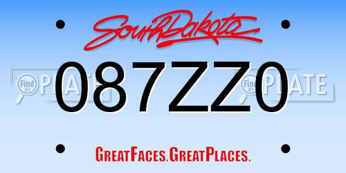 087ZZ0 South Dakota License Plate