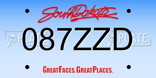 087ZZD South Dakota License Plate