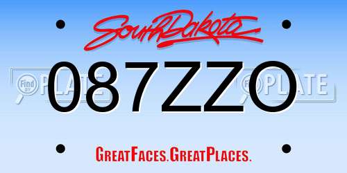 087ZZO South Dakota License Plate