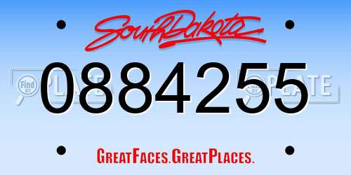 0884255 South Dakota License Plate