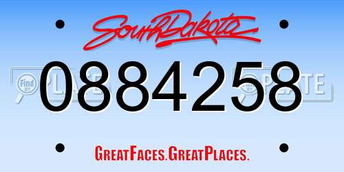 0884258 South Dakota License Plate