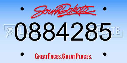 0884285 South Dakota License Plate
