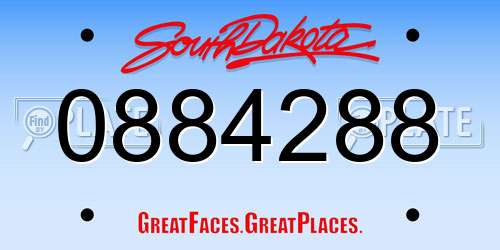 0884288 South Dakota License Plate
