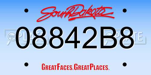 08842B8 South Dakota License Plate