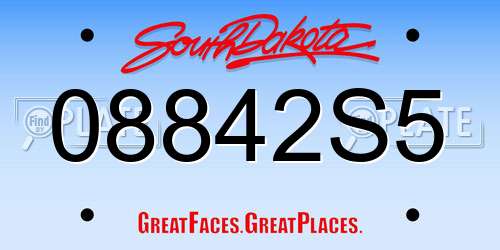 08842S5 South Dakota License Plate