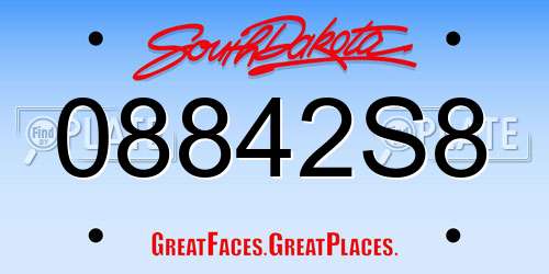 08842S8 South Dakota License Plate