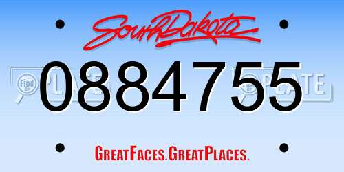 0884755 South Dakota License Plate
