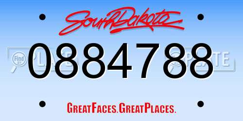 0884788 South Dakota License Plate