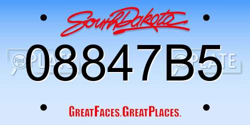 08847B5 South Dakota License Plate
