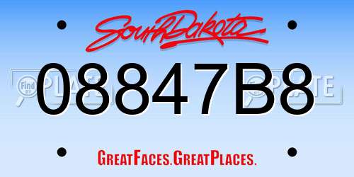 08847B8 South Dakota License Plate