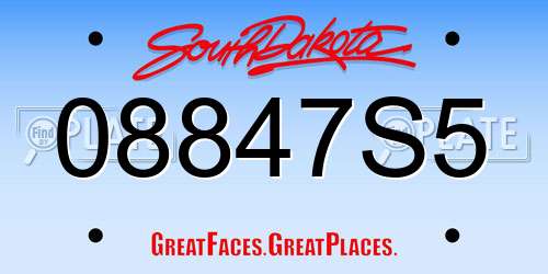 08847S5 South Dakota License Plate