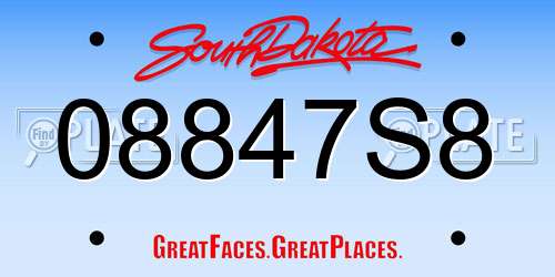 08847S8 South Dakota License Plate