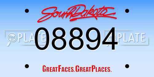 08894 South Dakota License Plate