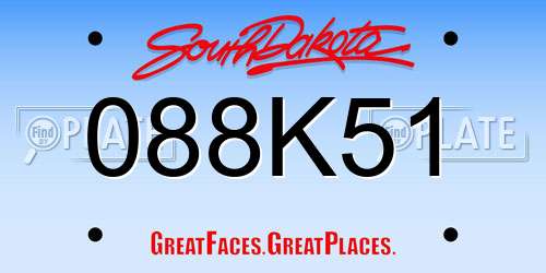 088K51 South Dakota License Plate