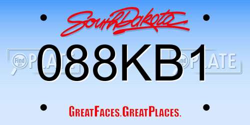 088KB1 South Dakota License Plate