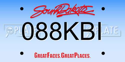088KBI South Dakota License Plate