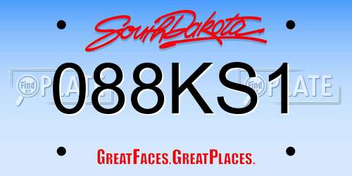 088KS1 South Dakota License Plate