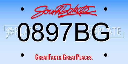 0897BG South Dakota License Plate