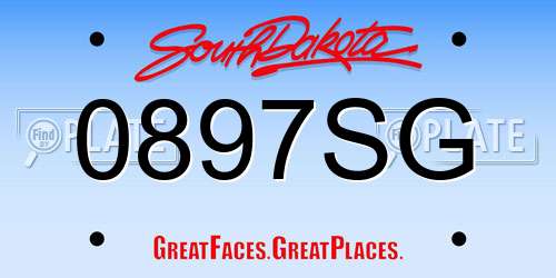 0897SG South Dakota License Plate