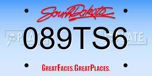 089TS6 South Dakota License Plate