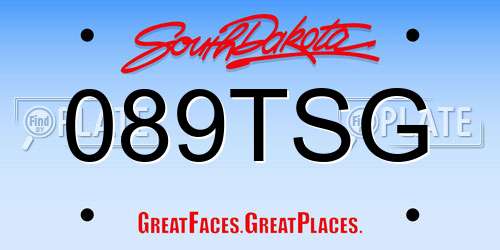089TSG South Dakota License Plate