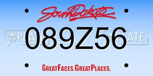 089Z56 South Dakota License Plate